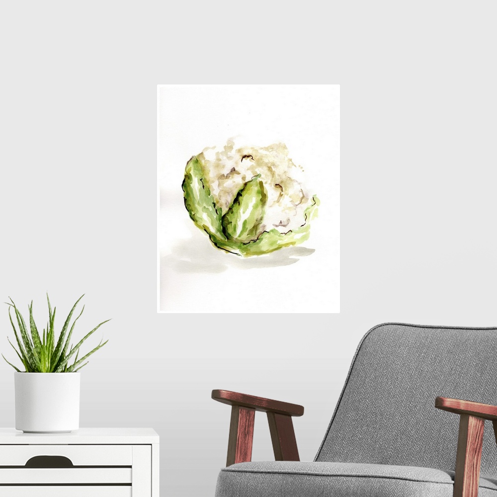 A modern room featuring Veggie Sketch Plain VI - Cauliflower
