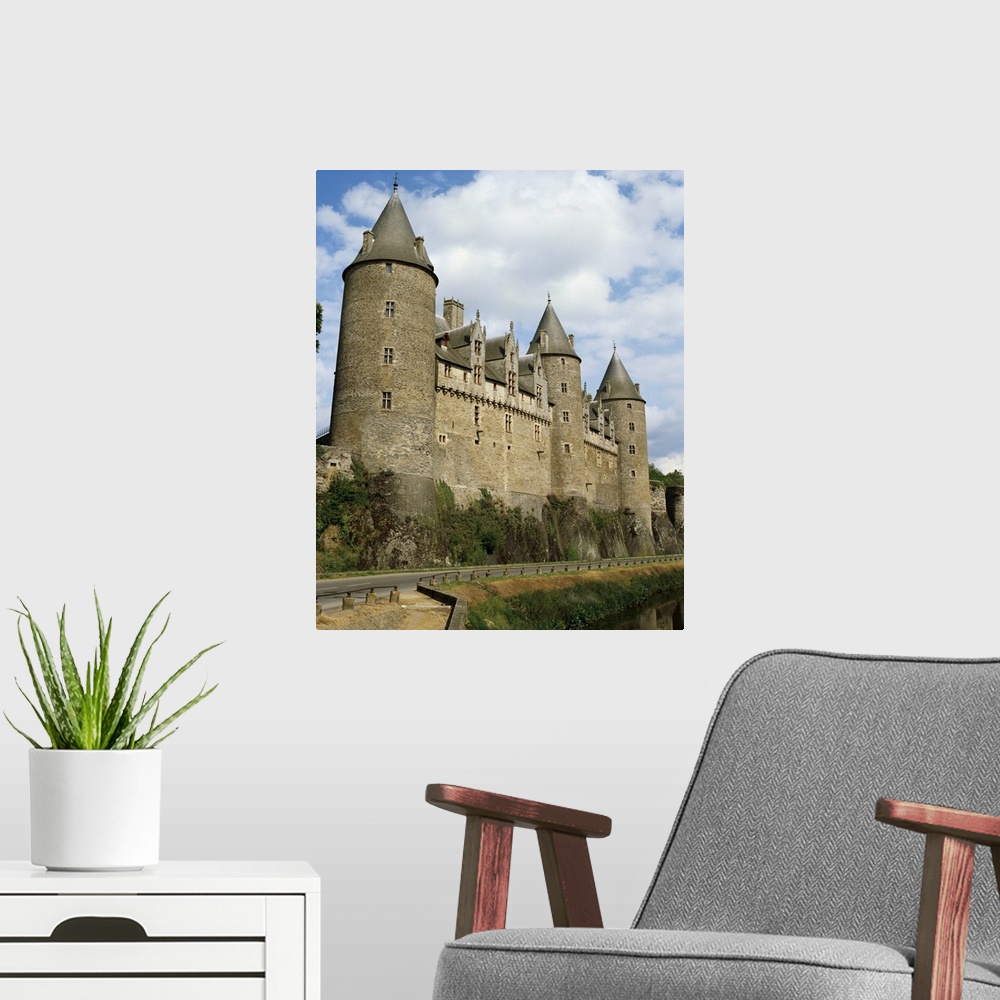 A modern room featuring Josselin castle, Josselin, Brittany, France, Europe