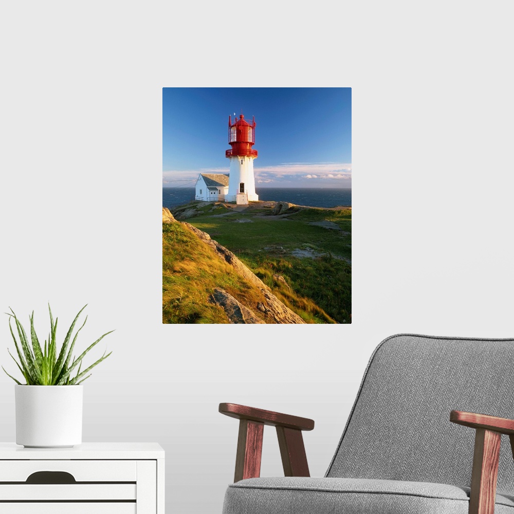 A modern room featuring Lindesnes Fyr lighthouse, southernmost point in Norway