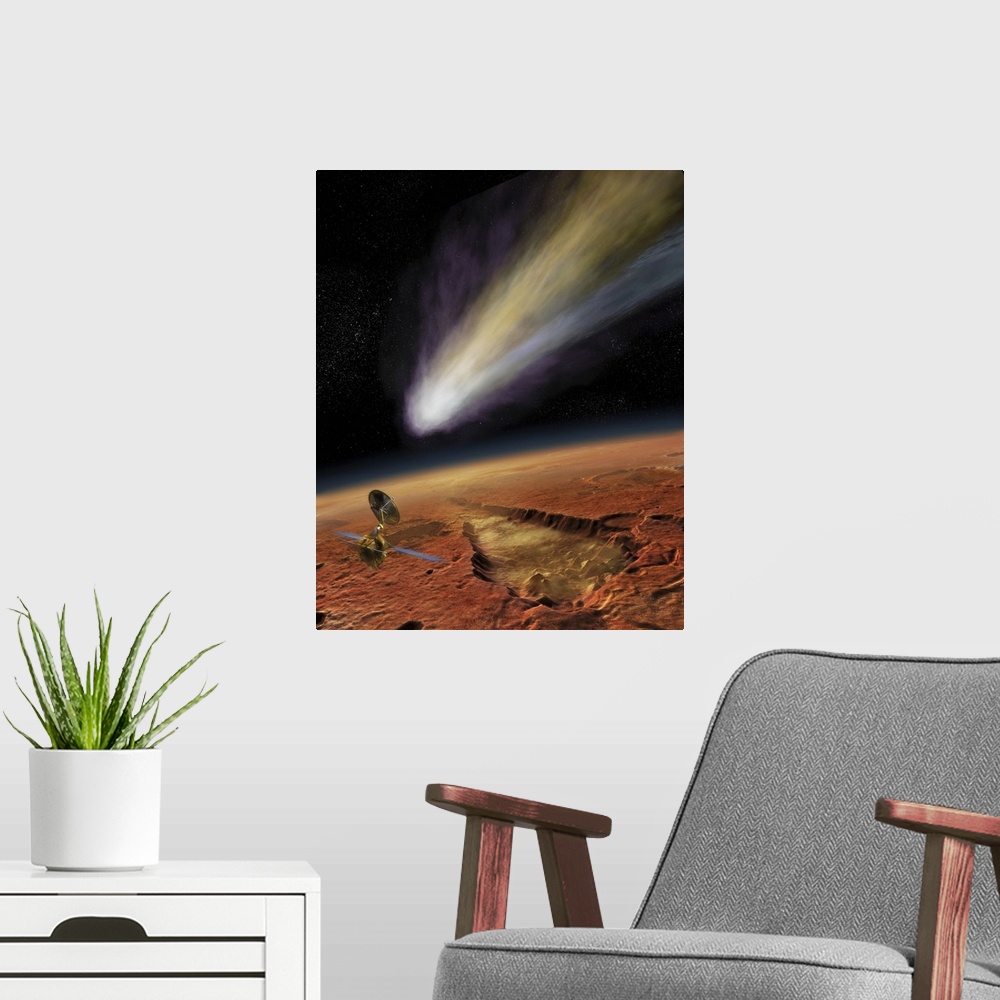 A modern room featuring 2014 Comet over Aromatum, Mars.
