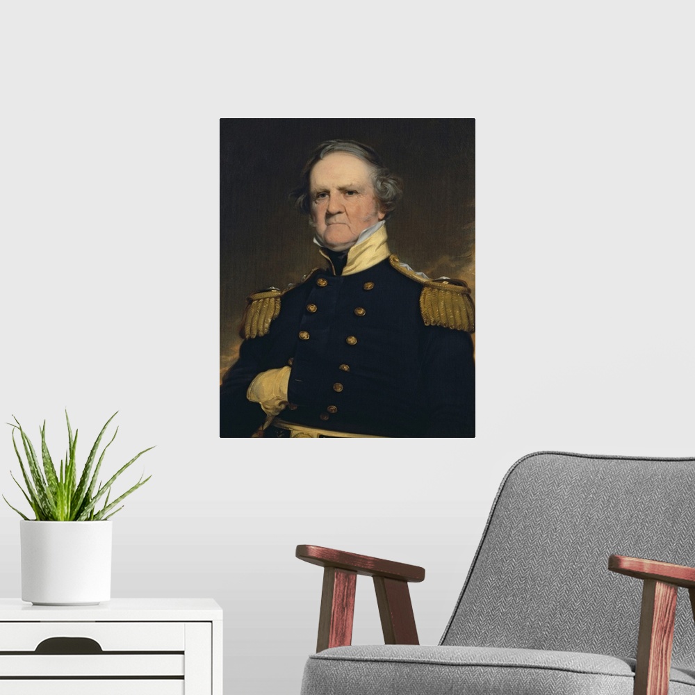 A modern room featuring American history painting of General Winfield Scott.