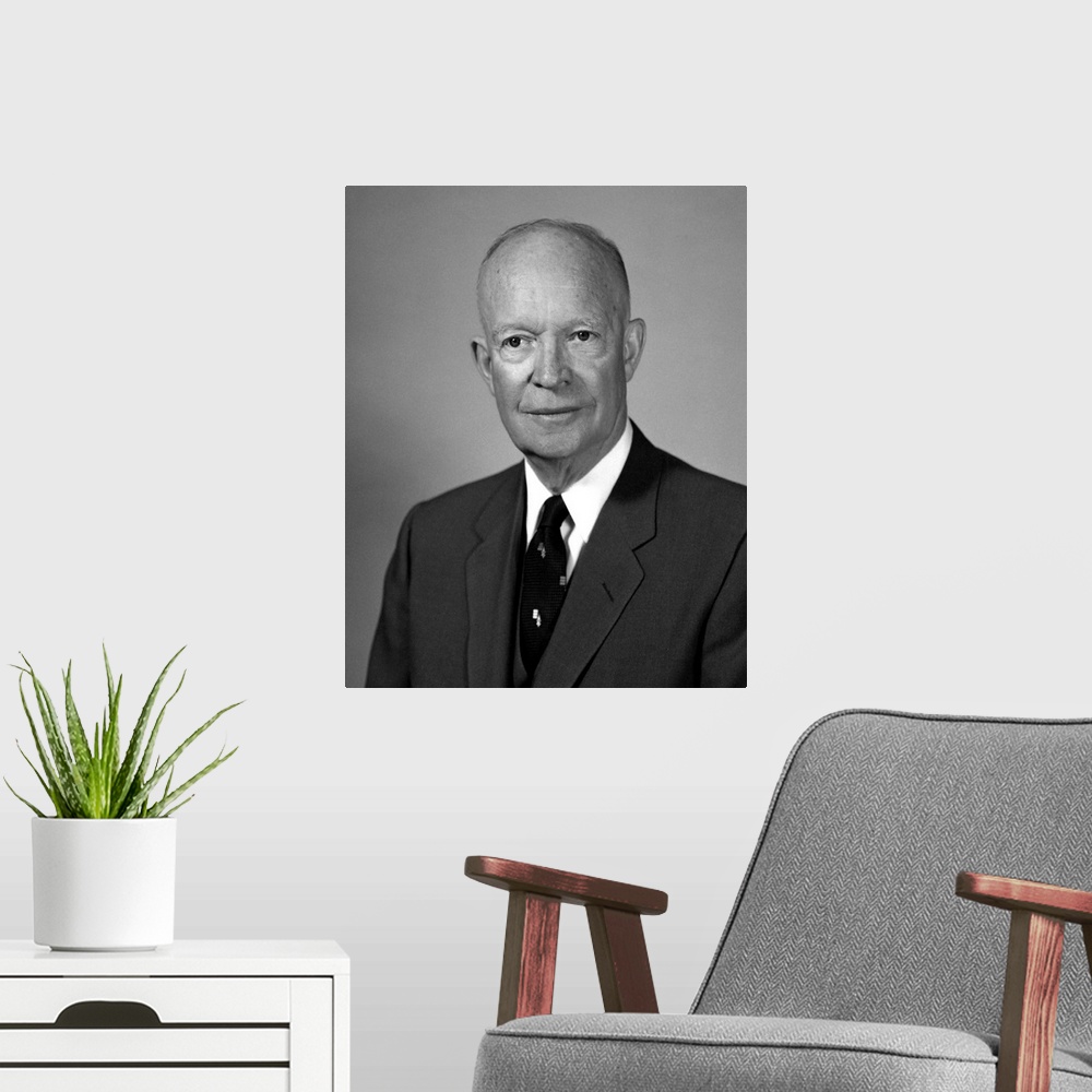 A modern room featuring Digitally restored American history photo of President Dwight Eisenhower.