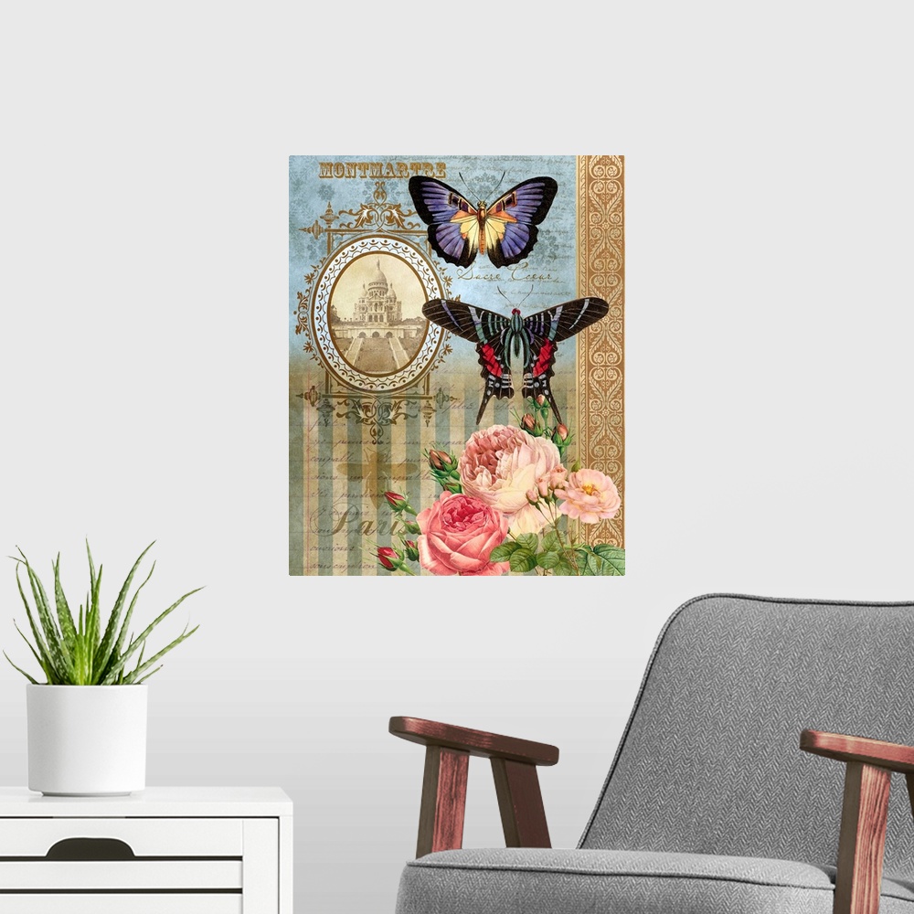 A modern room featuring Deyrolle Butterflies I