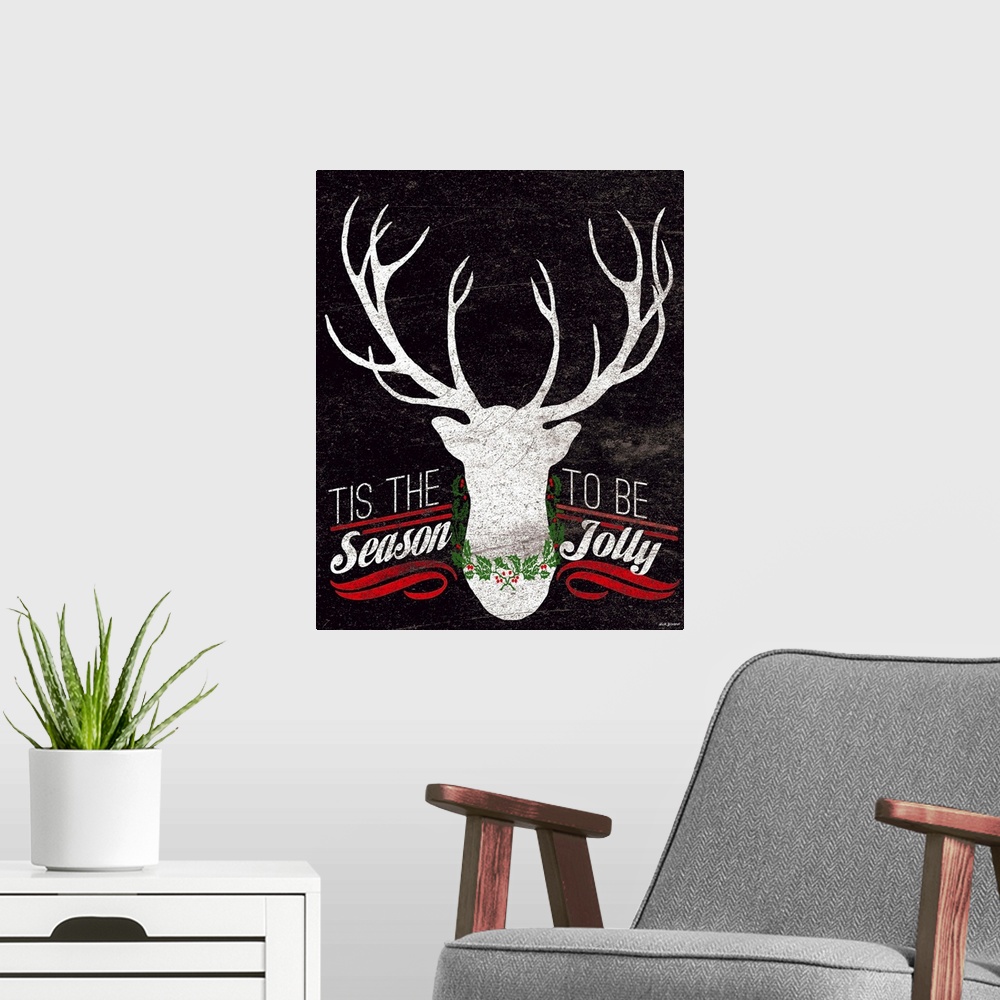 A modern room featuring Christmas Chalkboard White Deer