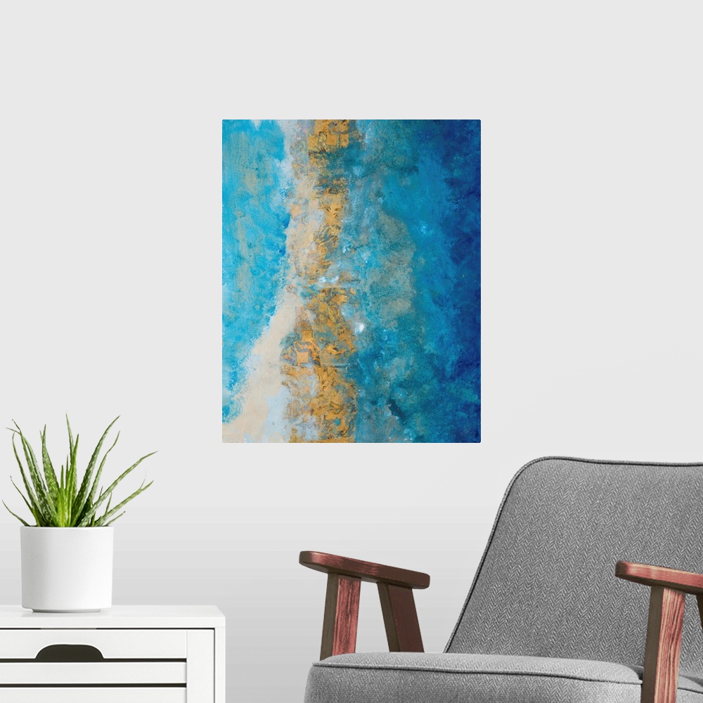 A modern room featuring Coastline Vertical Abstract I