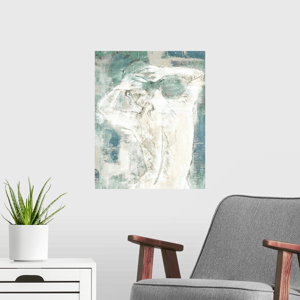 A modern room featuring Figure on Abstract I