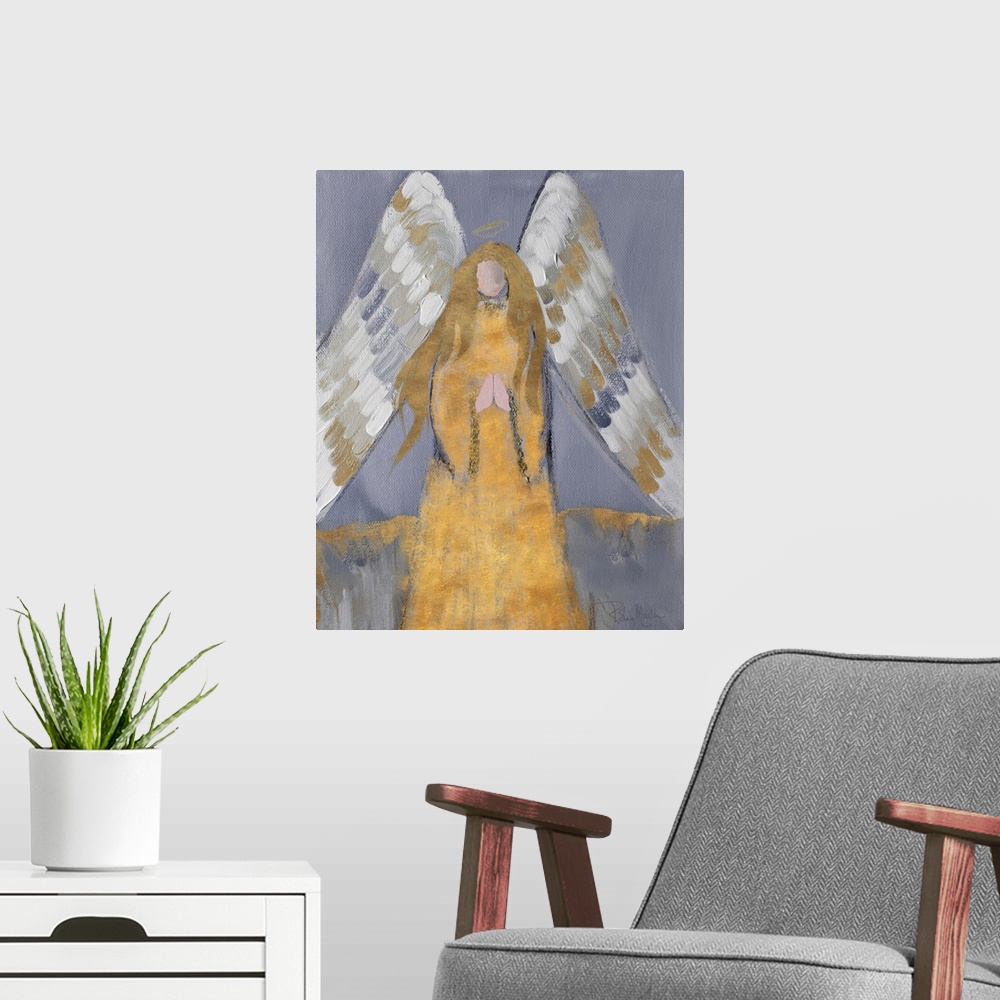 A modern room featuring Gold And Silver Angel