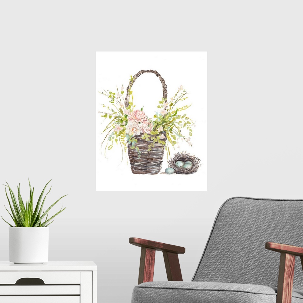 A modern room featuring Spring Flower Basket