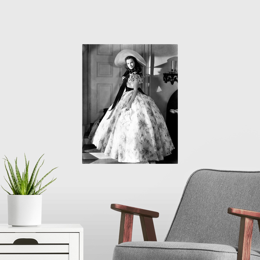 A modern room featuring Vivien Leigh as Scarlett O'Hara in a still from the film 'Gone With The Wind,' 1939.