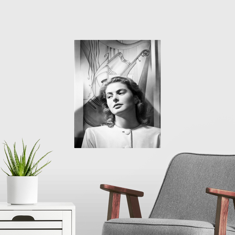 A modern room featuring Swedish actress.