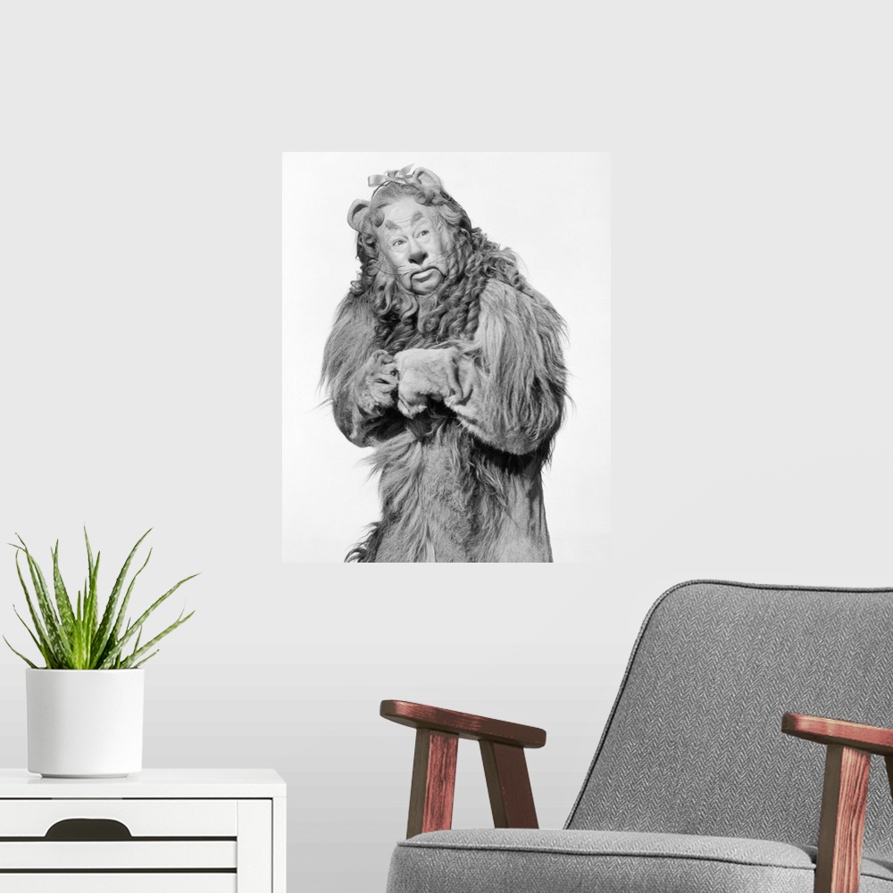 A modern room featuring Bert Lahr as the Cowardly Lion in the 1939 MGM production of 'The Wizard of Oz.'