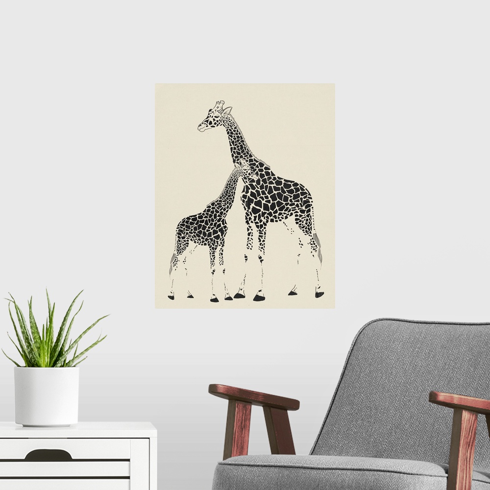 A modern room featuring Giraffes