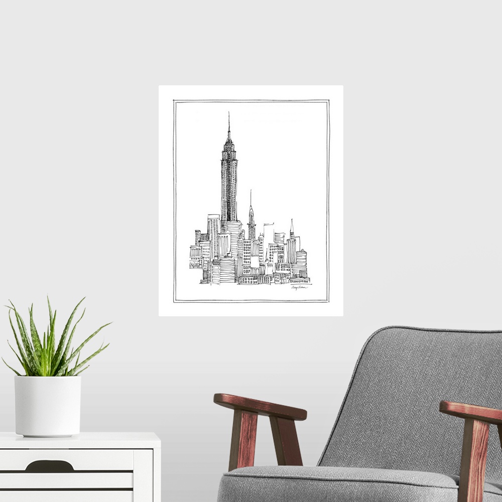 A modern room featuring Empire State