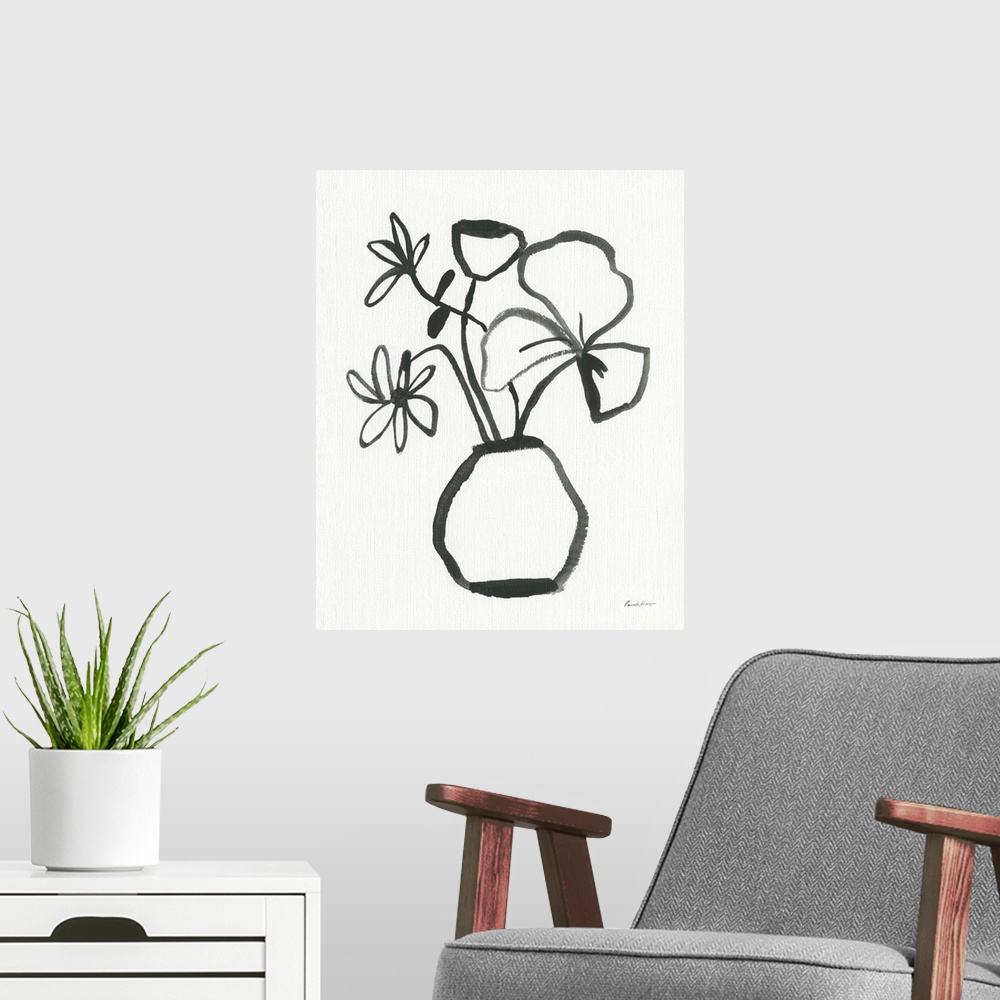 A modern room featuring Floral Sketch II