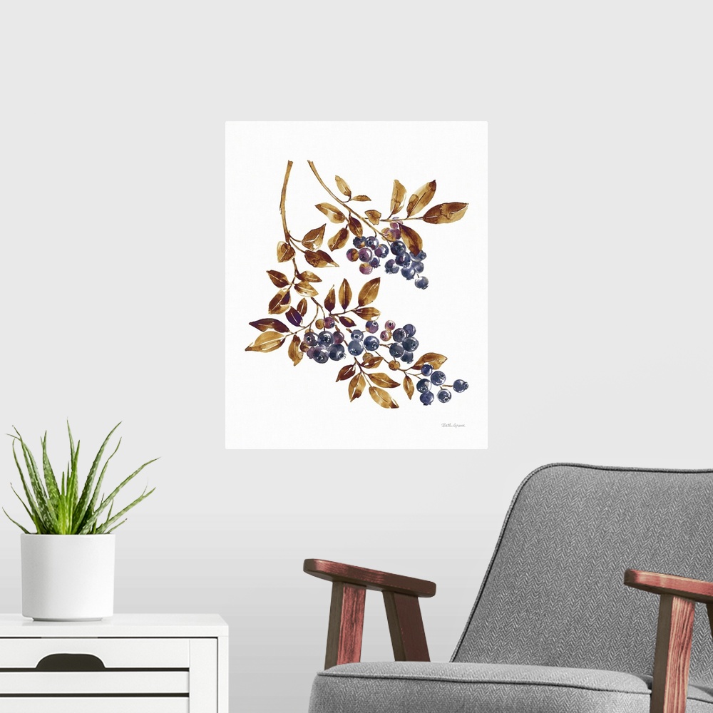 A modern room featuring Floral Solitude IV Brown
