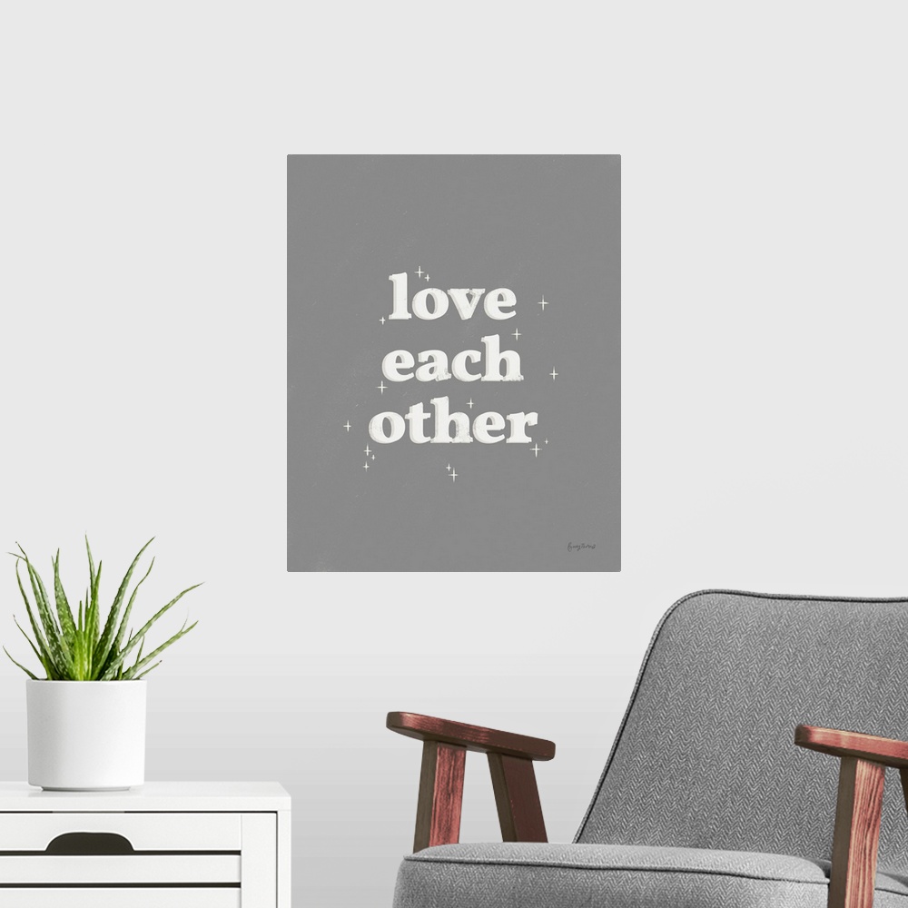 A modern room featuring Love Each Other Dark Gray