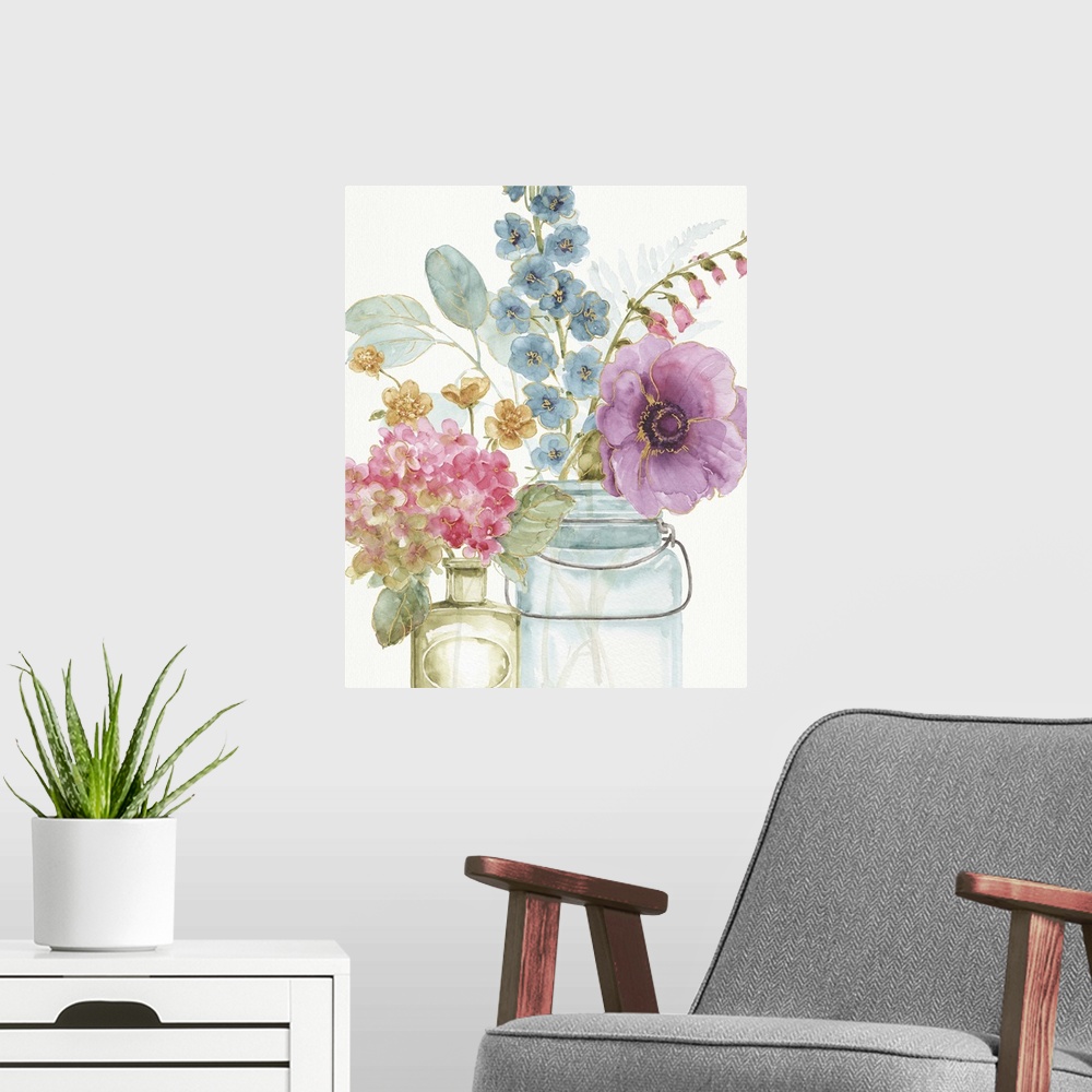 A modern room featuring Rainbow Seeds Flowers VIII