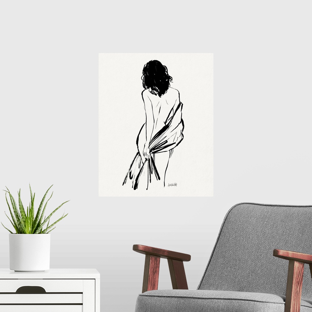 A modern room featuring Sketched Nudes I