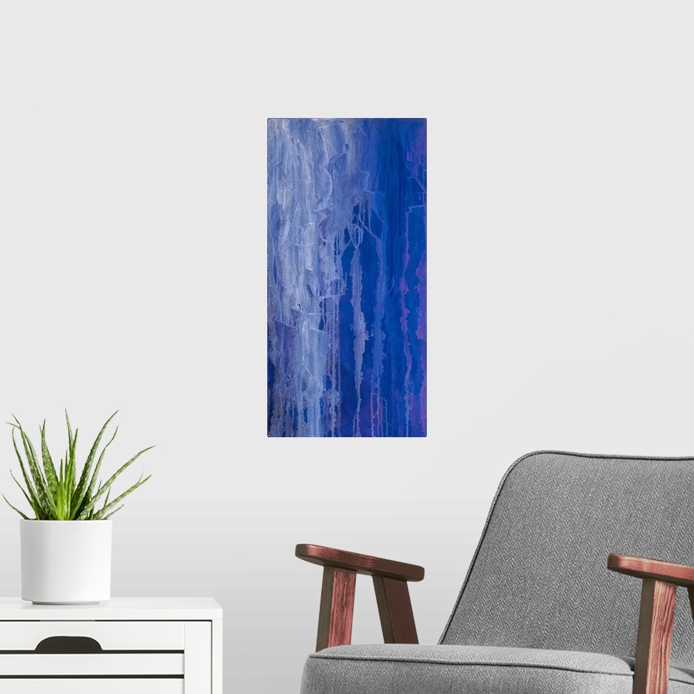 A modern room featuring Abstracted Iris Field I