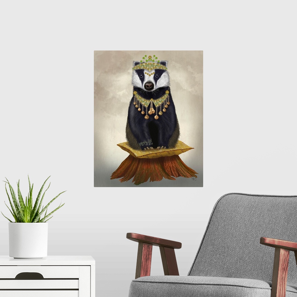 A modern room featuring Badger with Tiara, Full