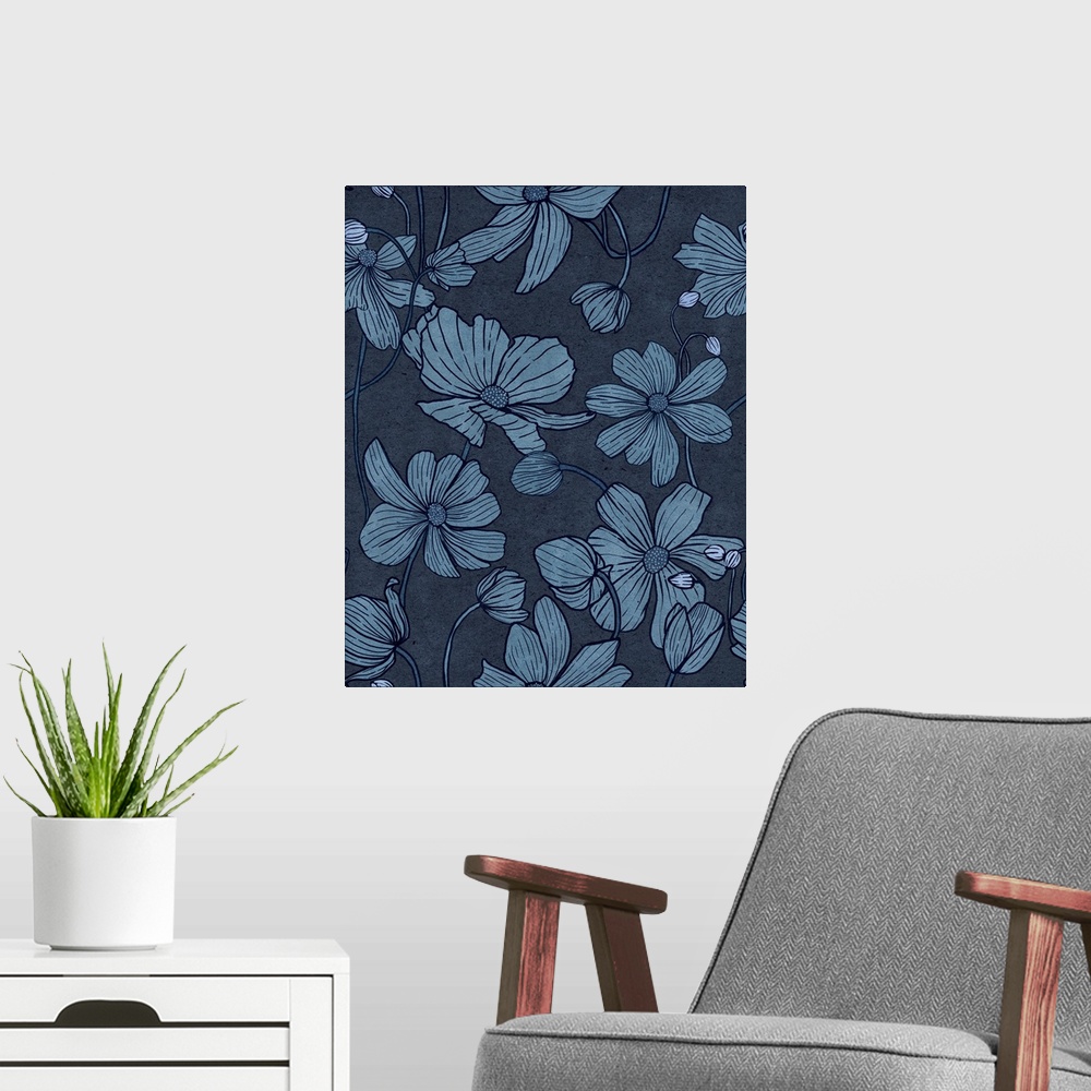A modern room featuring Blue Anemone