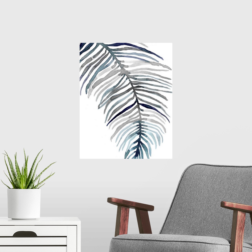 A modern room featuring Blue Feathered Palm II