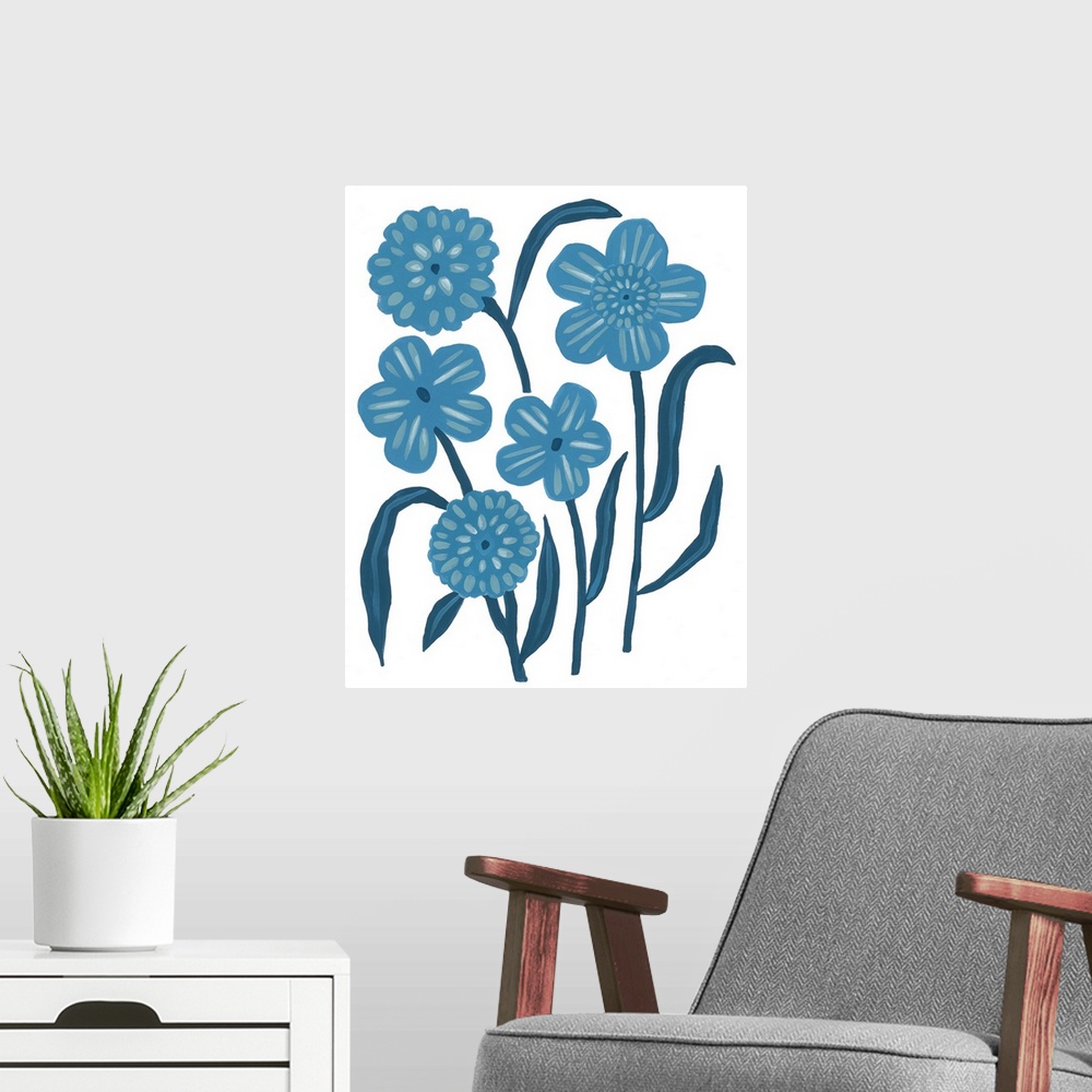 A modern room featuring Blue Folk Florals II