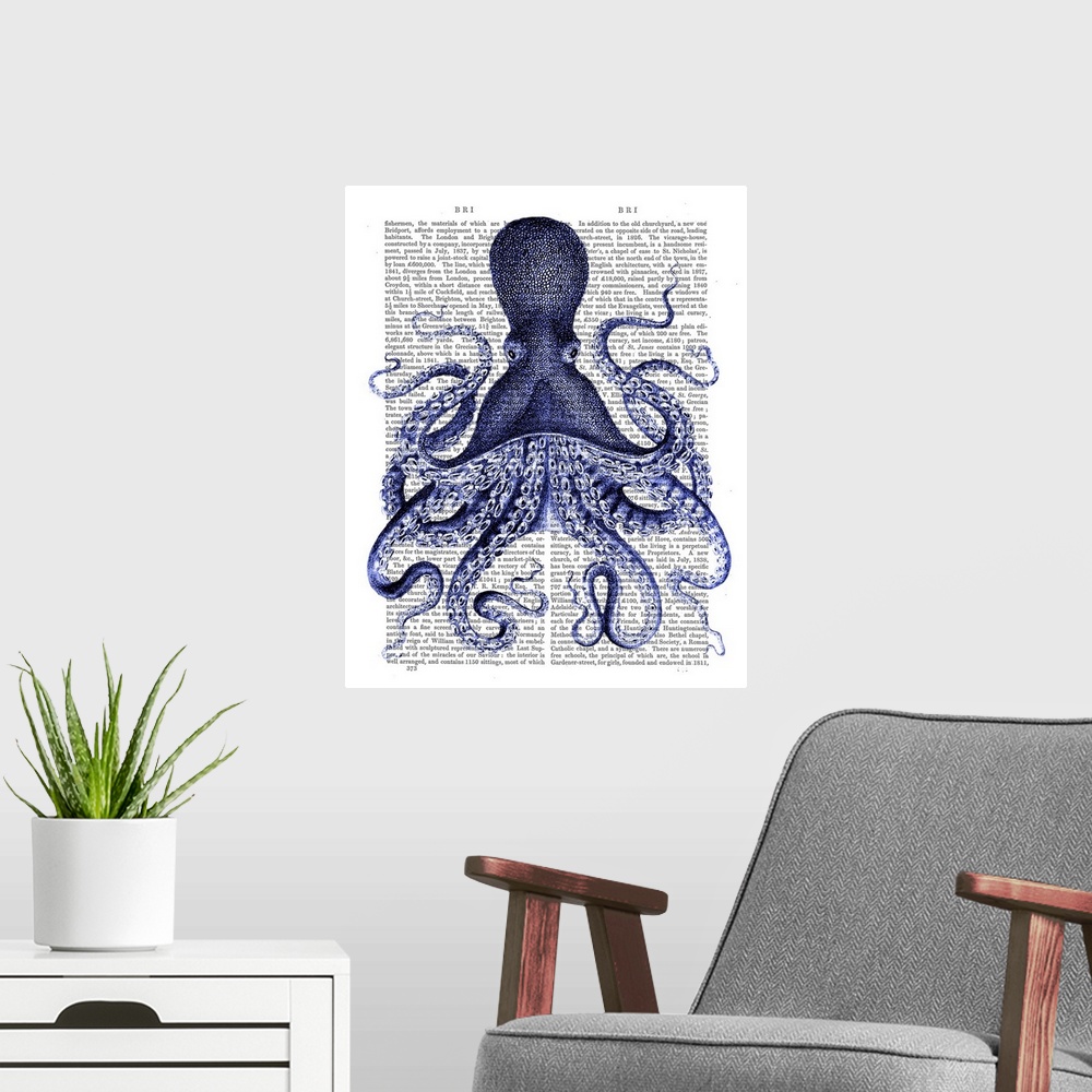 A modern room featuring Blue Octopus III