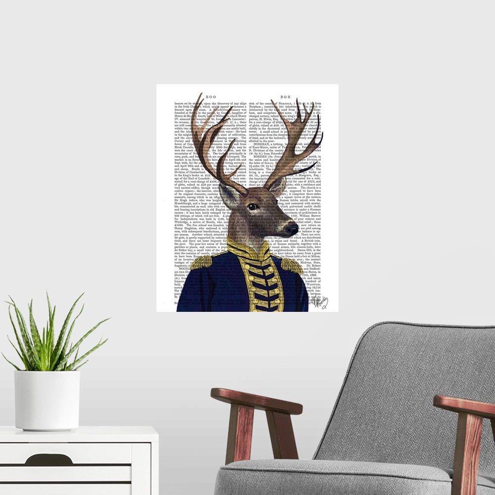 A modern room featuring Captain Deer