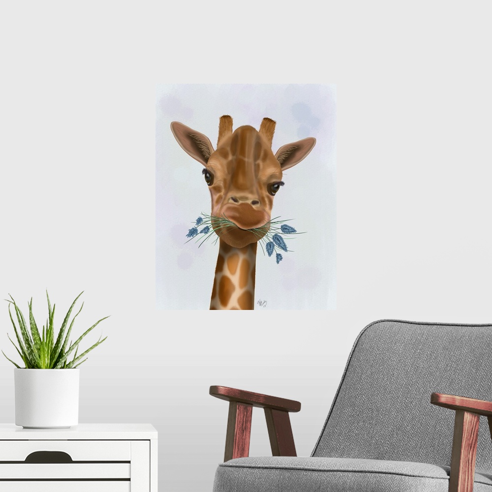 A modern room featuring Chewing Giraffe 2