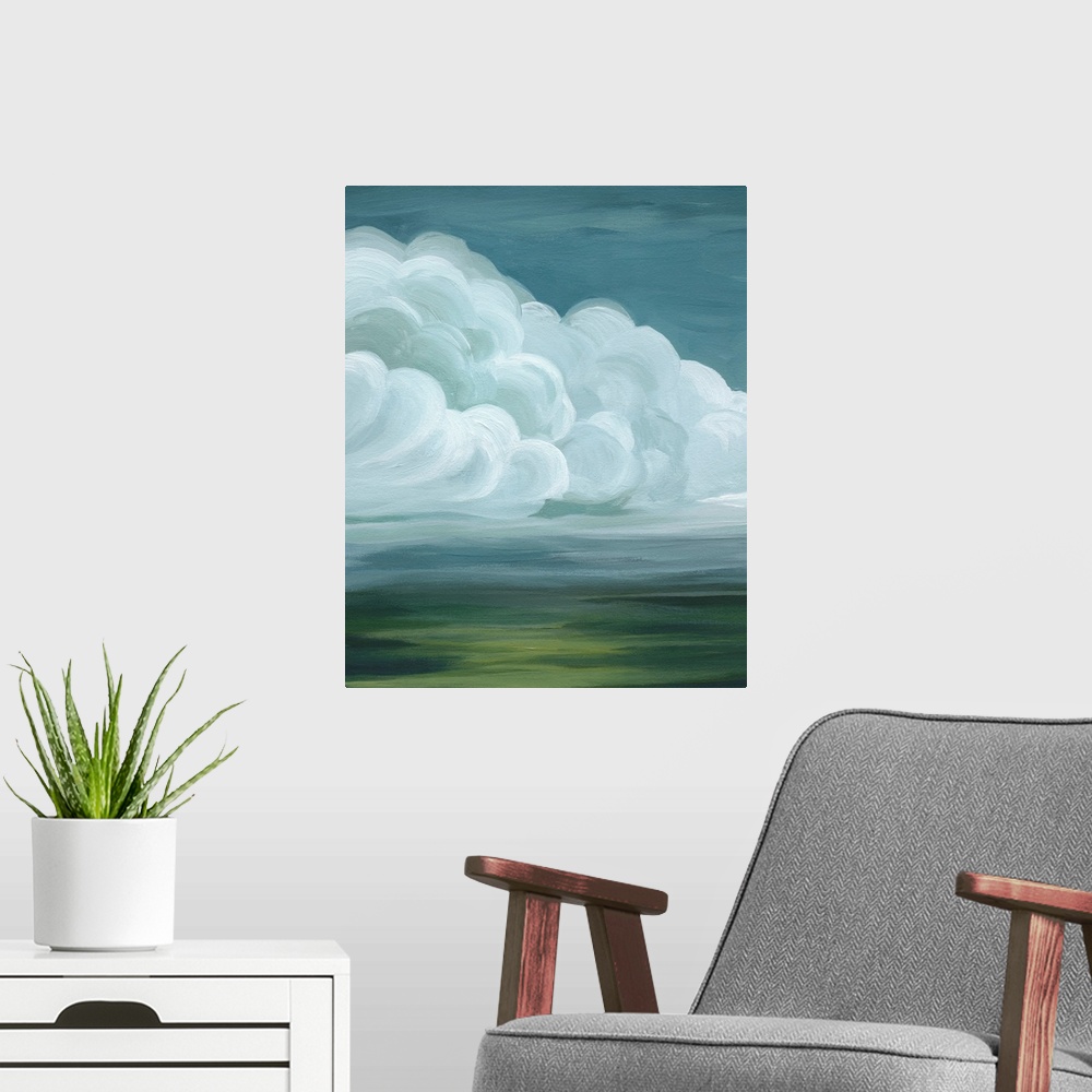 A modern room featuring Coming Rainstorm I