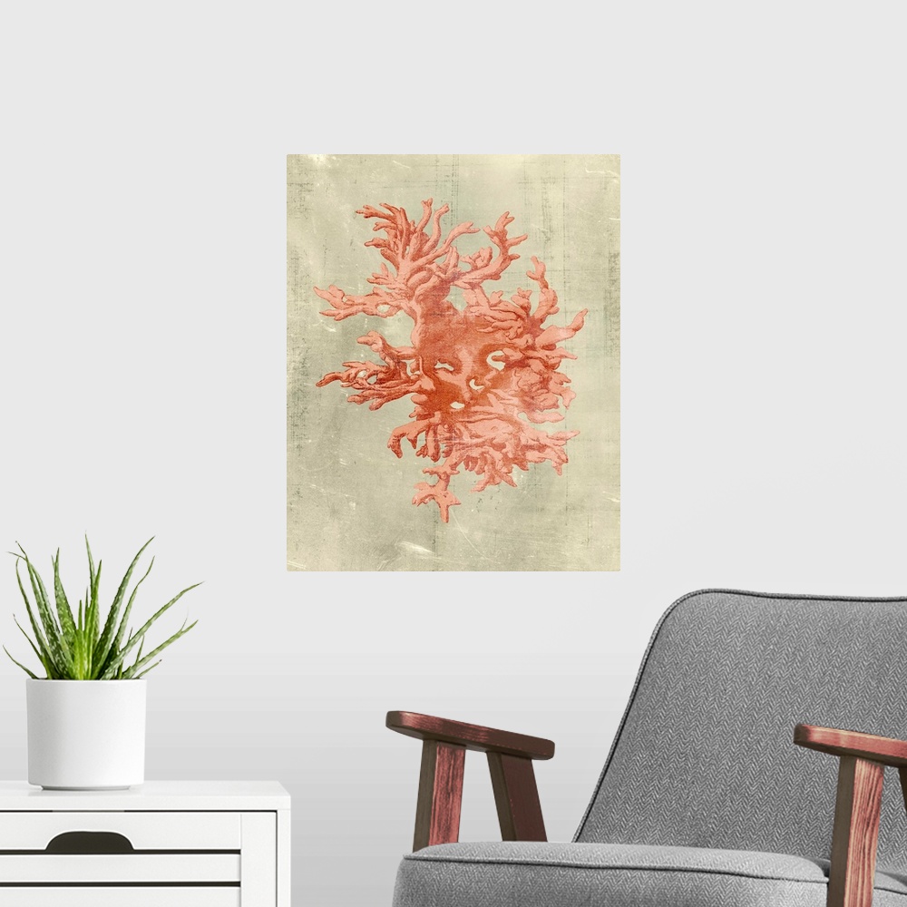 A modern room featuring Coral in Terra Cotta