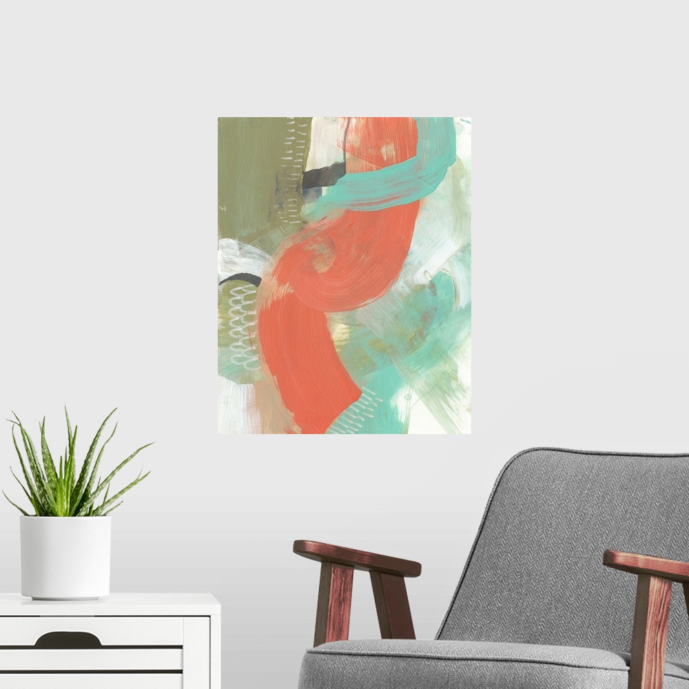 A modern room featuring Coral Whimsy I