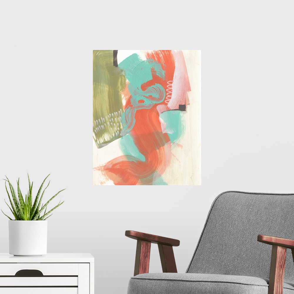 A modern room featuring Coral Whimsy II