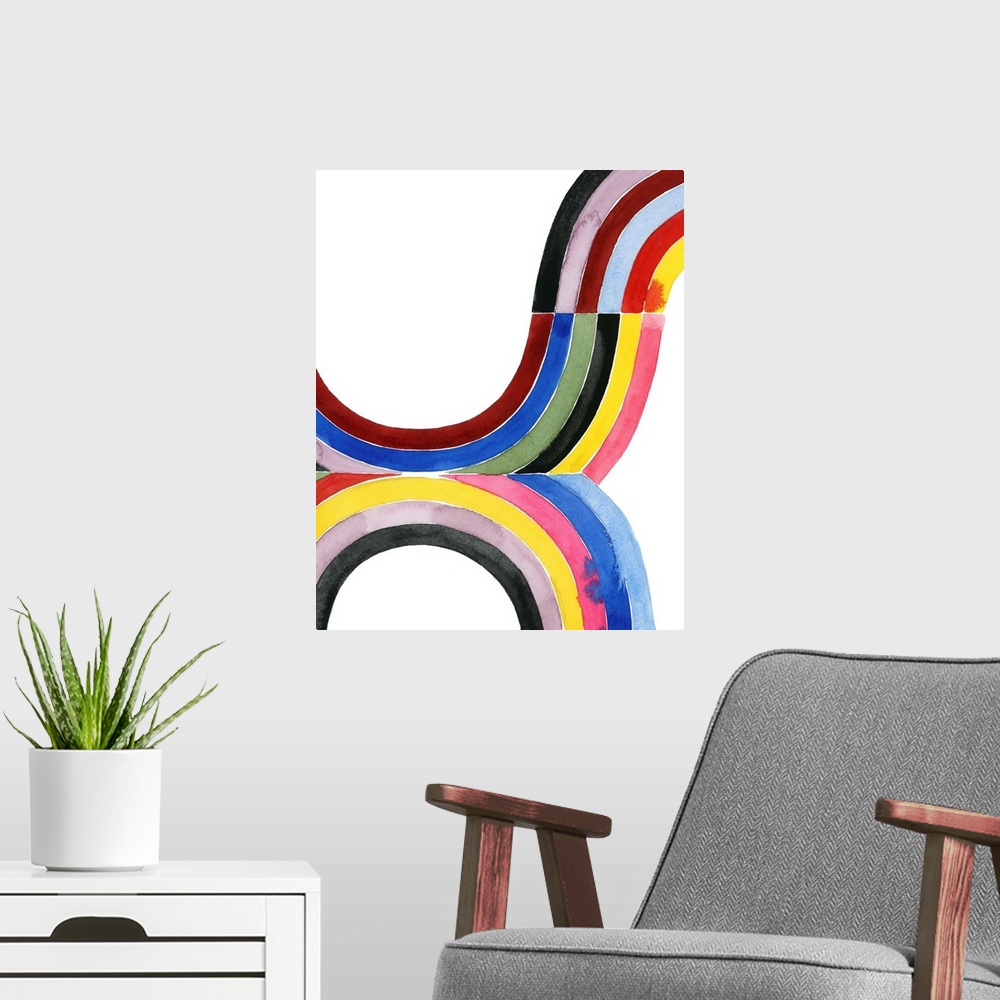 A modern room featuring Deconstructed Rainbow IV