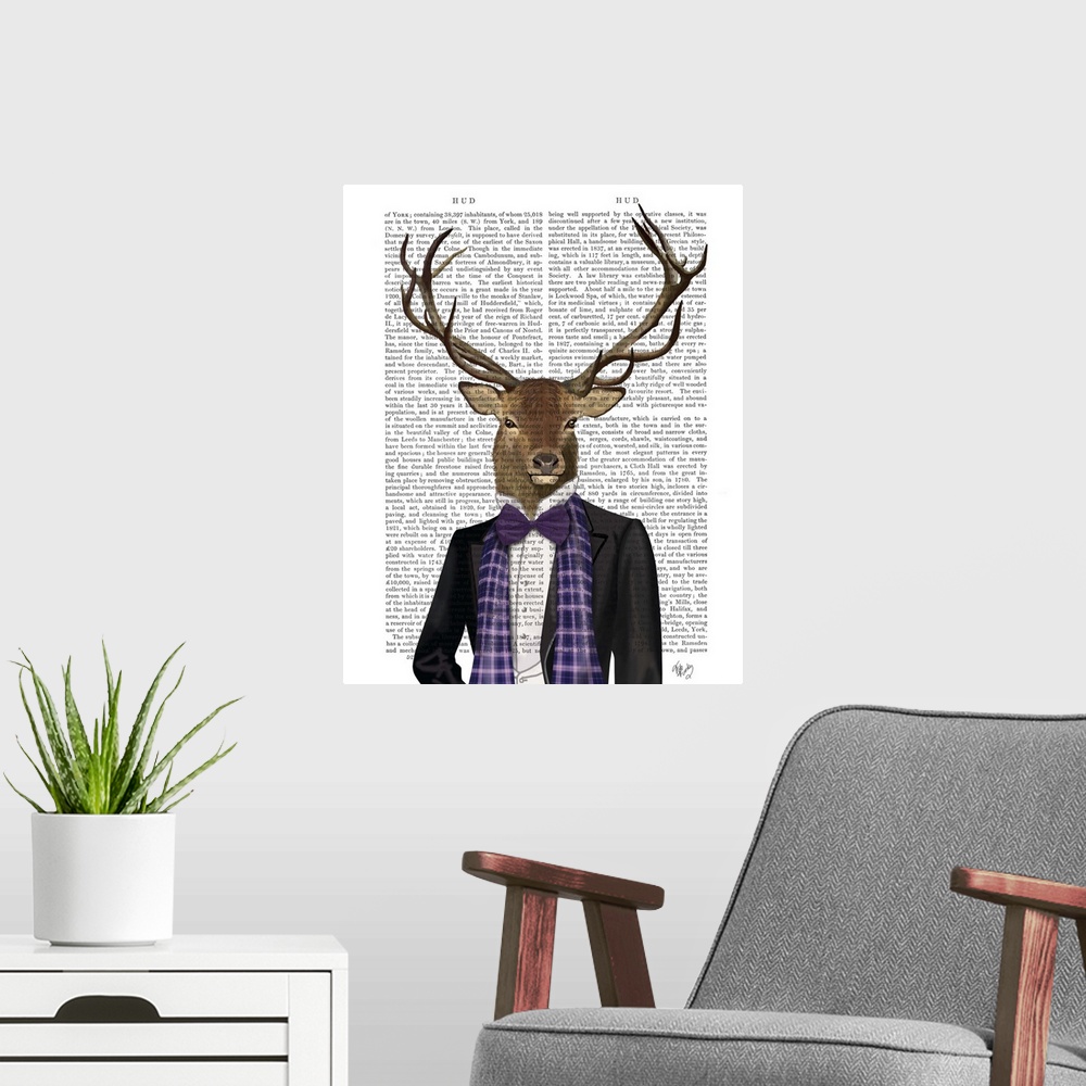 A modern room featuring Deer in Evening Suit, Portrait
