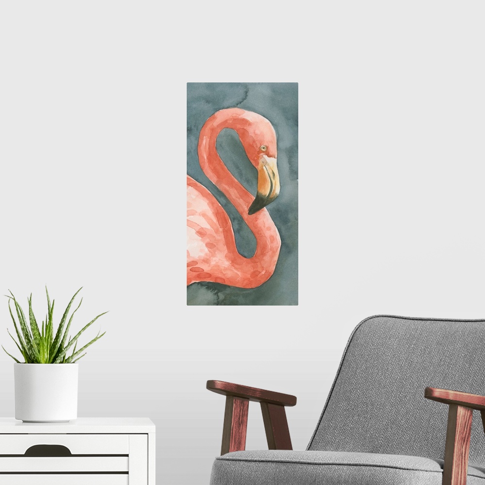 A modern room featuring Flamingo Study I