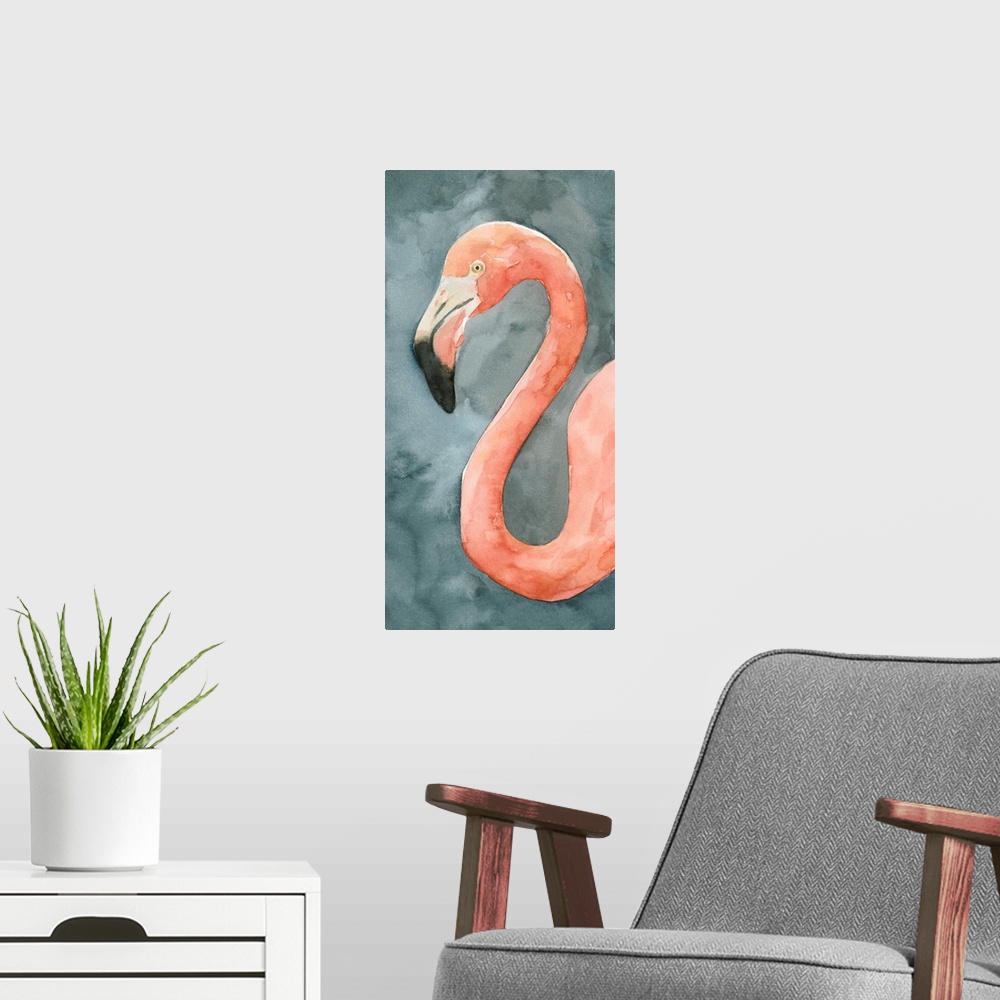 A modern room featuring Flamingo Study II
