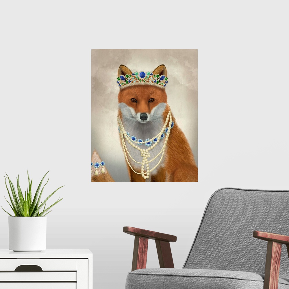 A modern room featuring Fox with Tiara, Portrait
