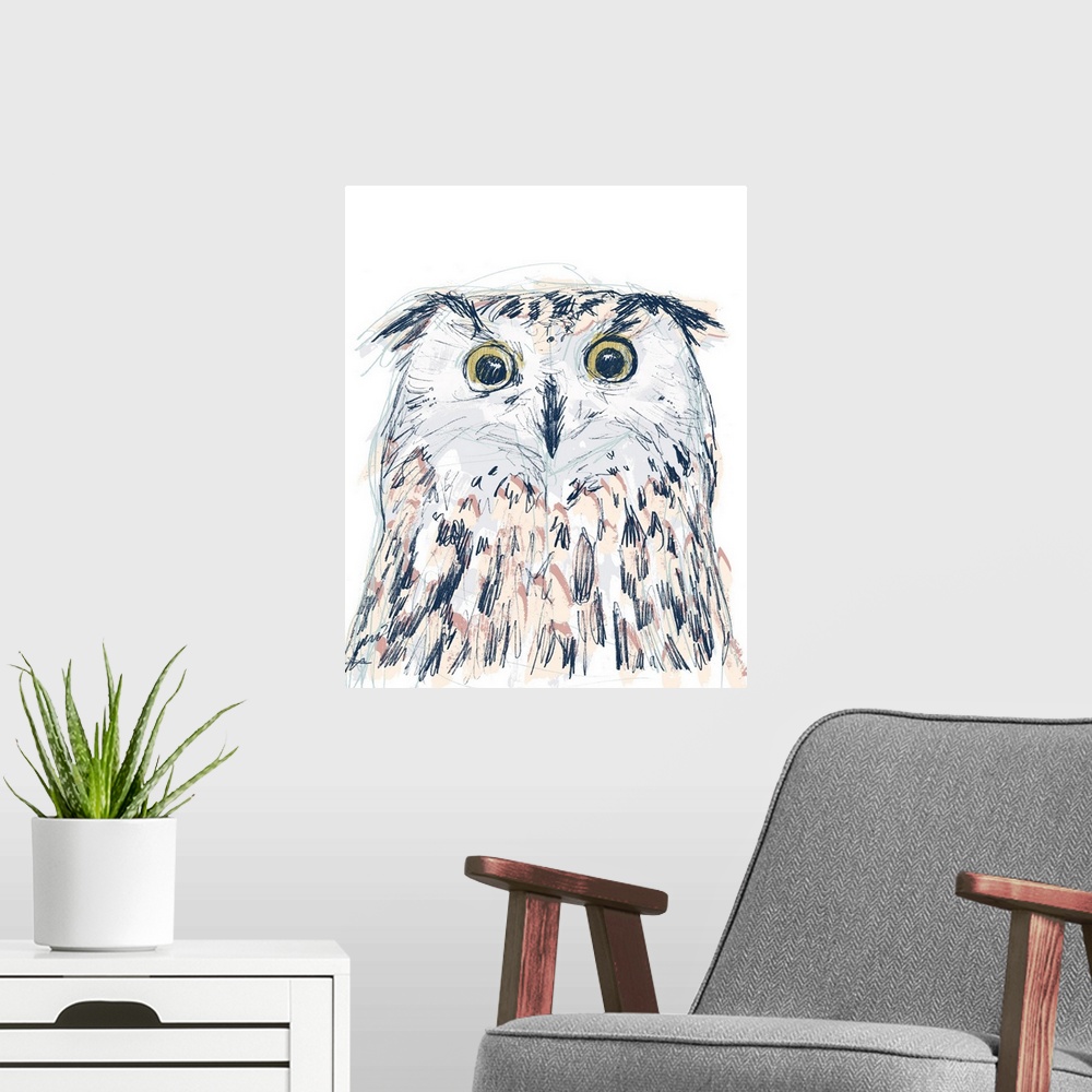 A modern room featuring Funky Owl Portrait II