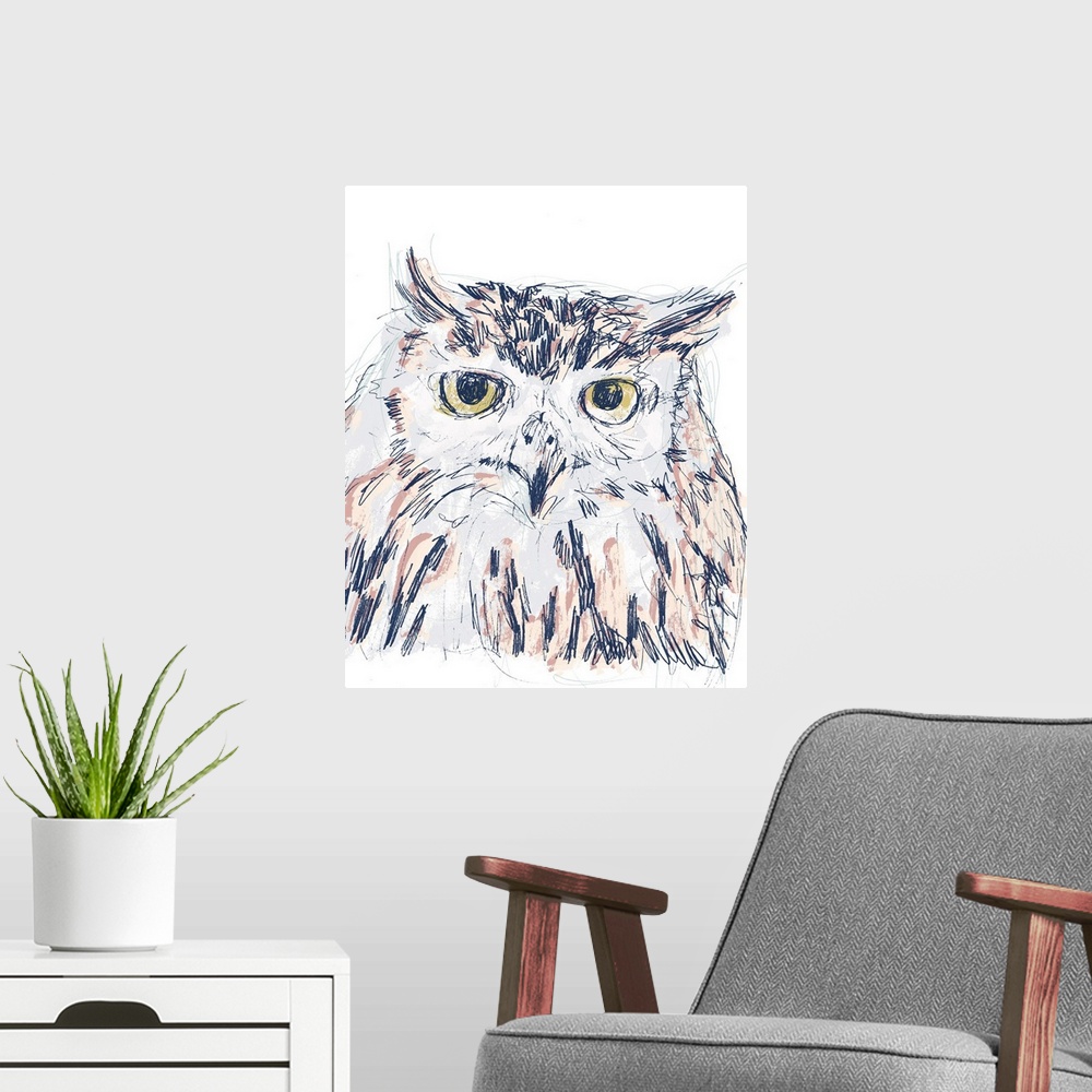 A modern room featuring Funky Owl Portrait III