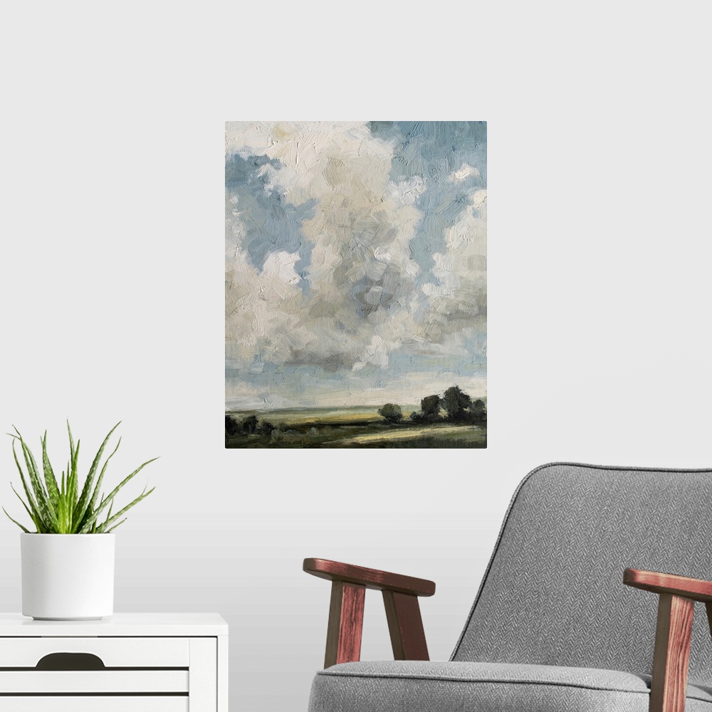 A modern room featuring Gathering Clouds