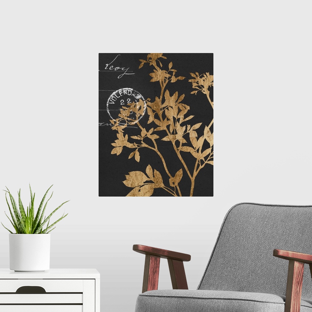 A modern room featuring Golden Leaves IV