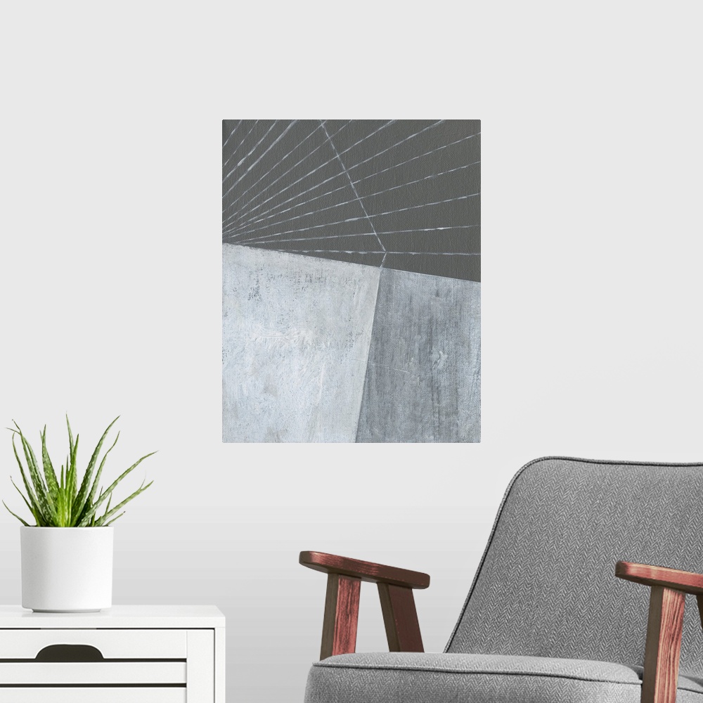 A modern room featuring Gray Matter Lines I