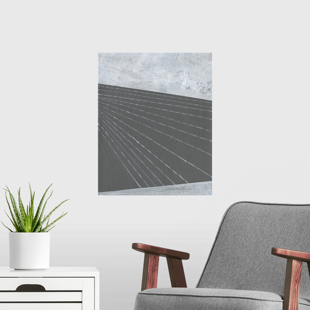 A modern room featuring Gray Matter Lines II