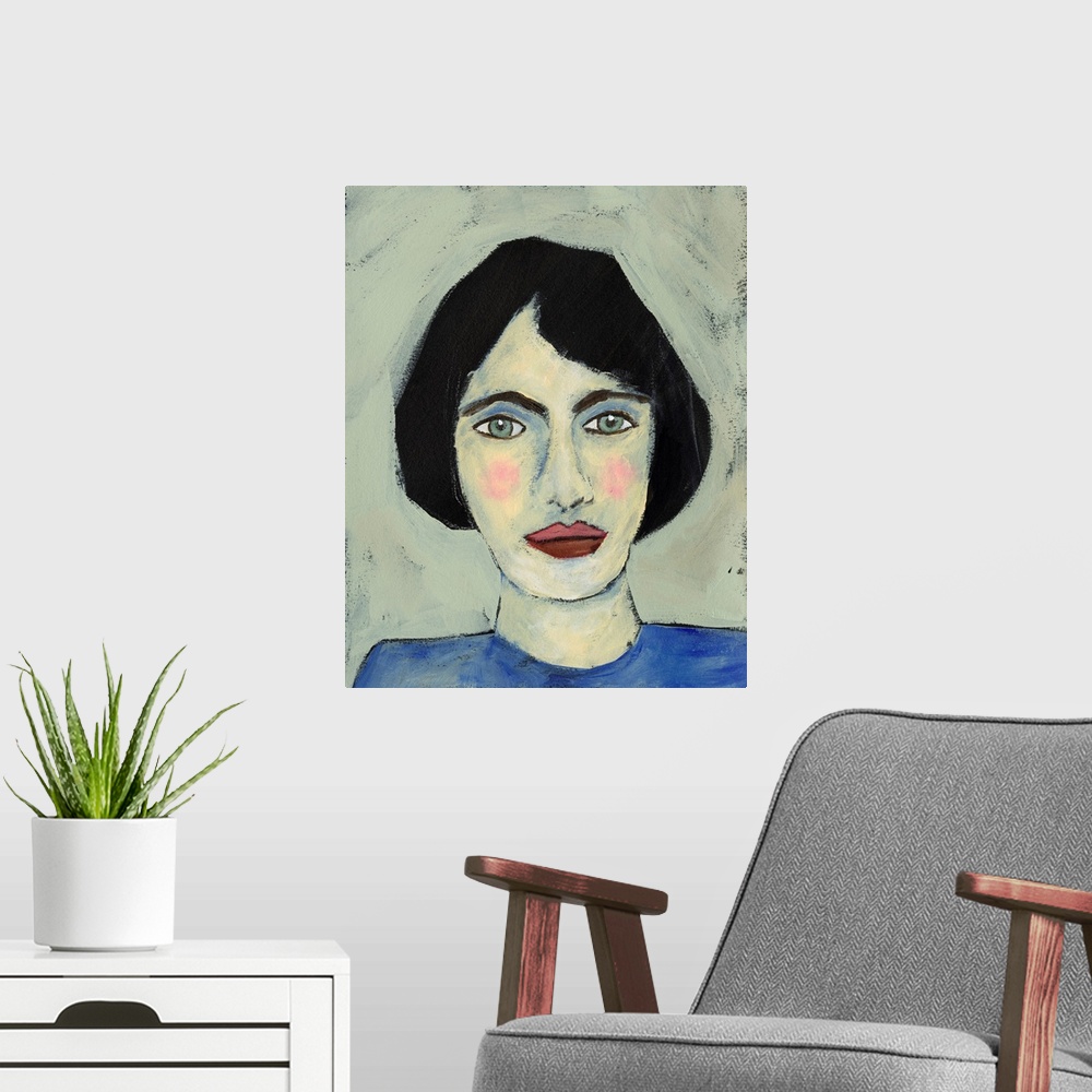 A modern room featuring Green Eyed Girl I