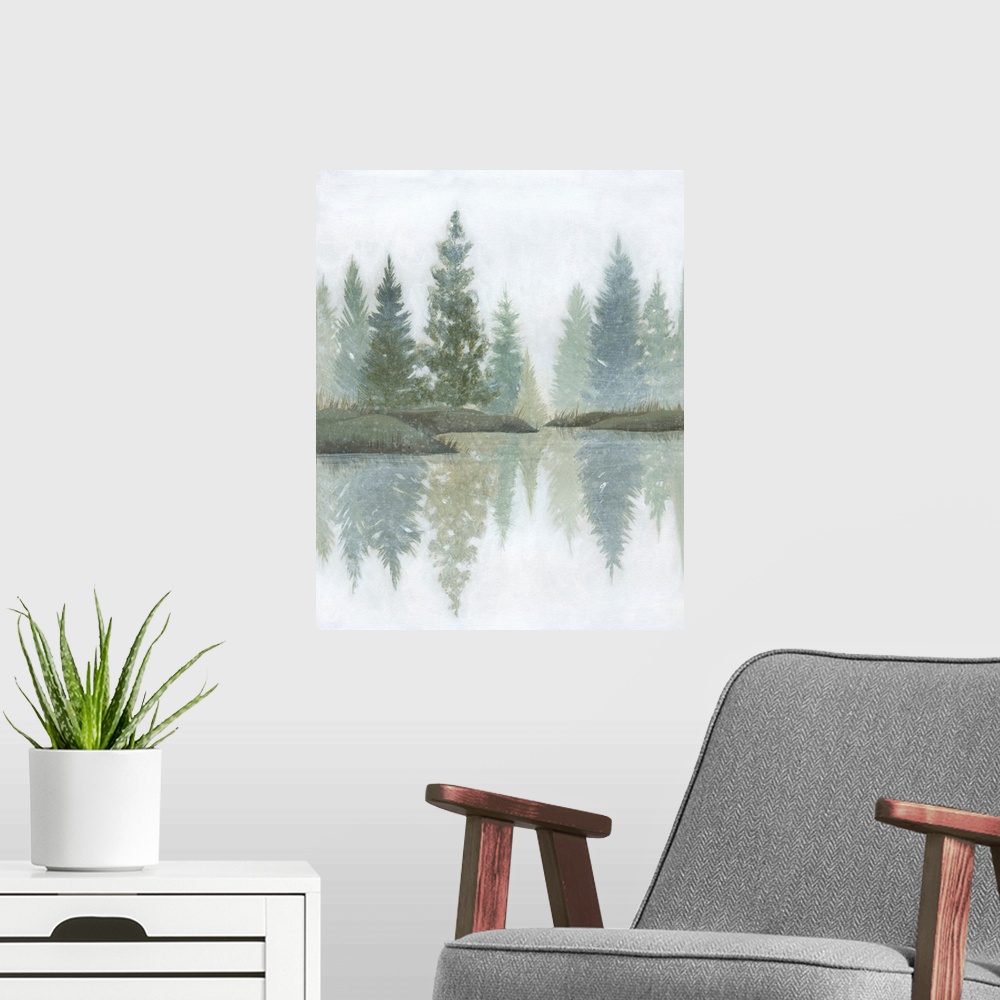 A modern room featuring Hazy Winter Reflections I