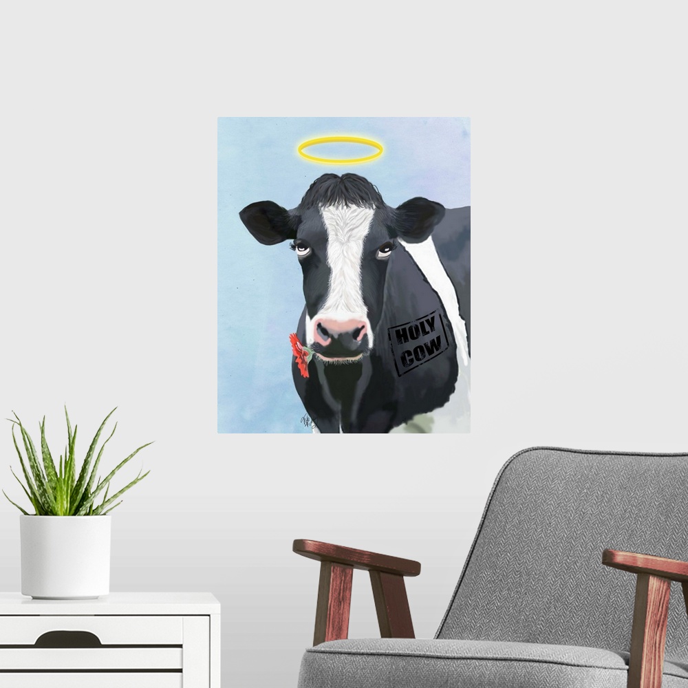 A modern room featuring Holy Cow