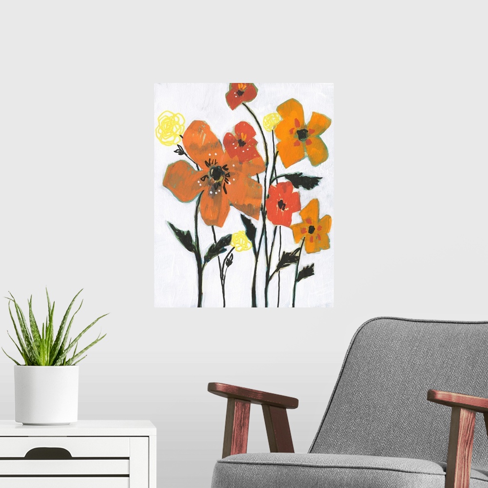A modern room featuring Hot Flowers I