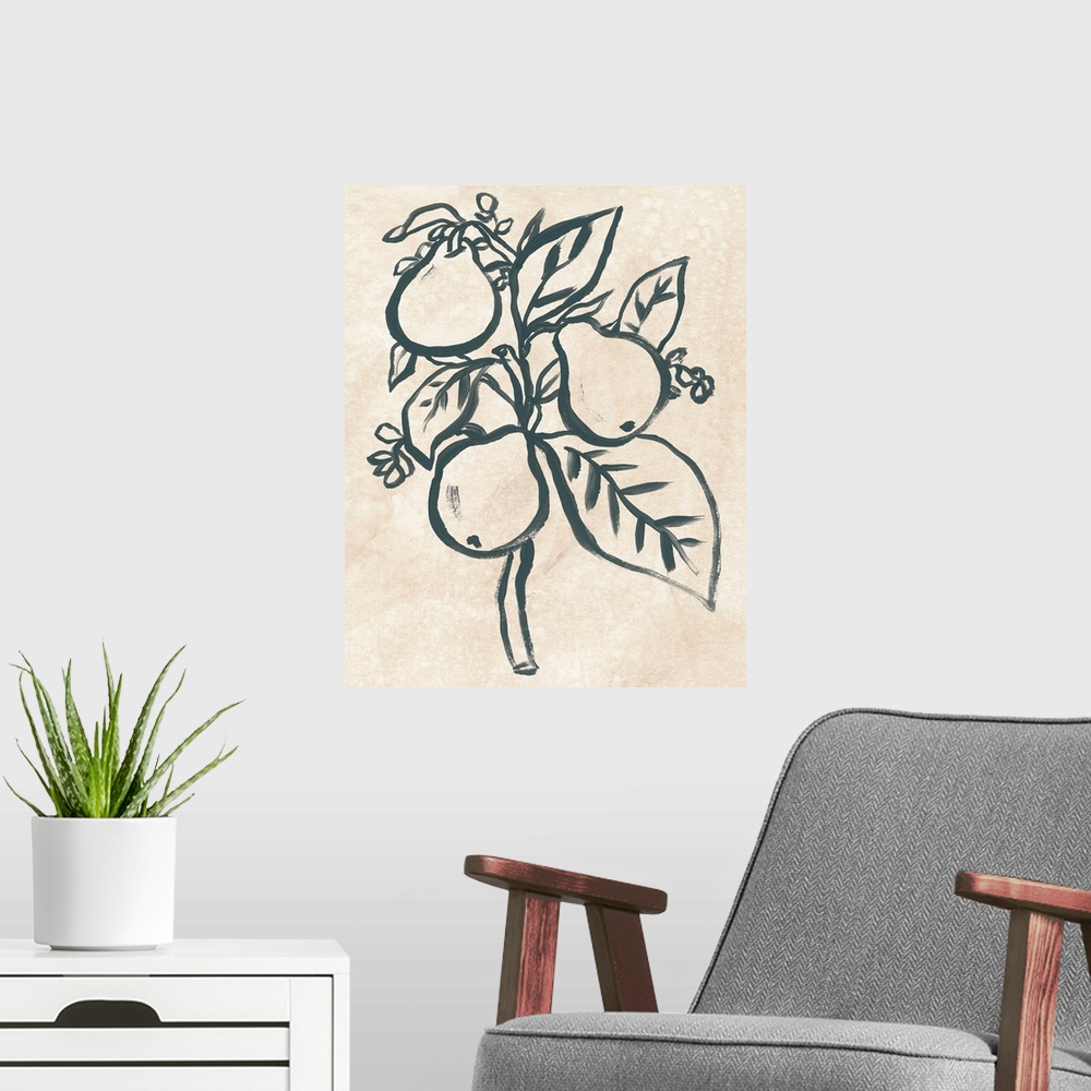 A modern room featuring Ink Pear Branch II